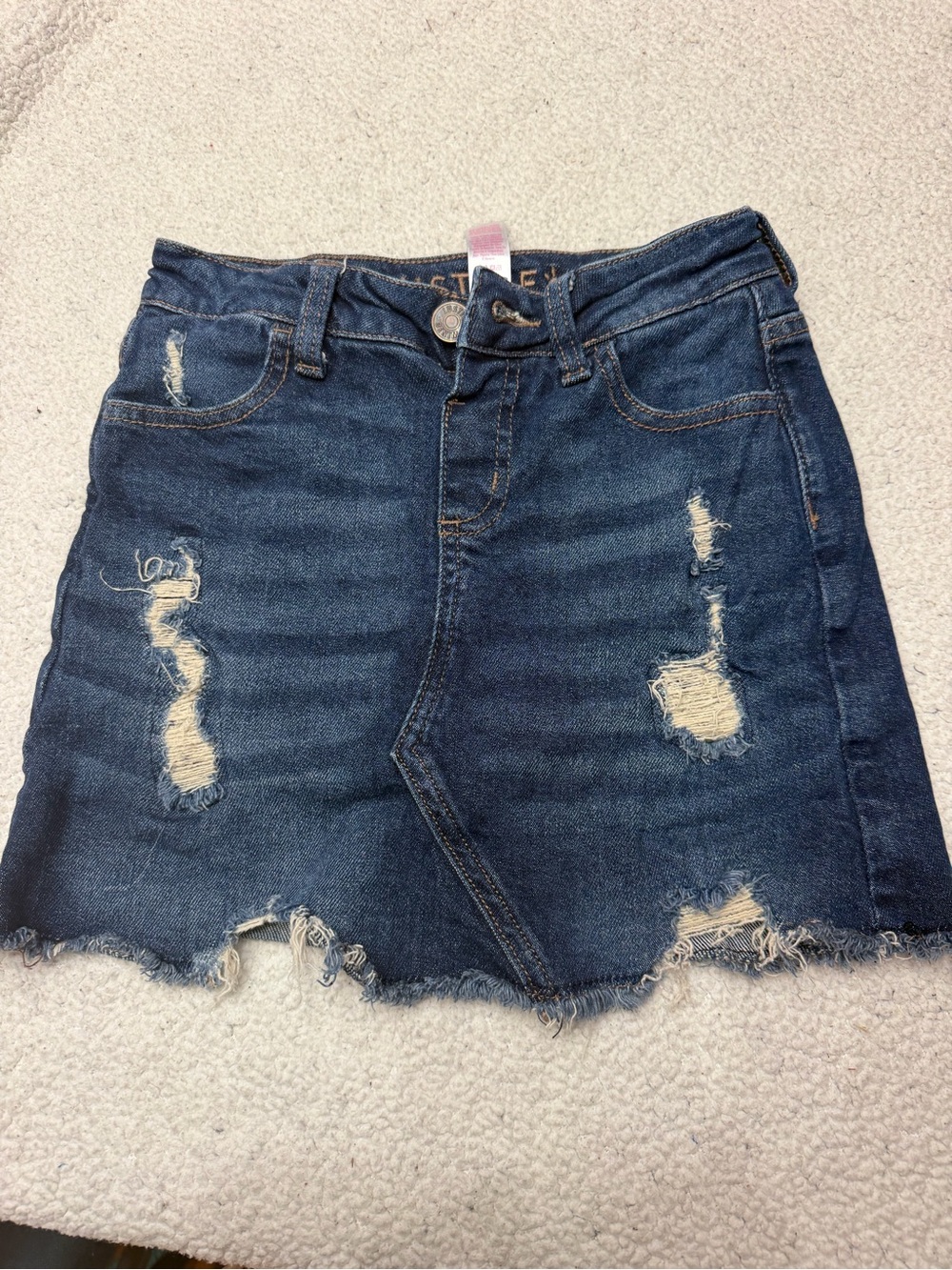 Justice Dark Blue Distressed Denim Mini Skirt